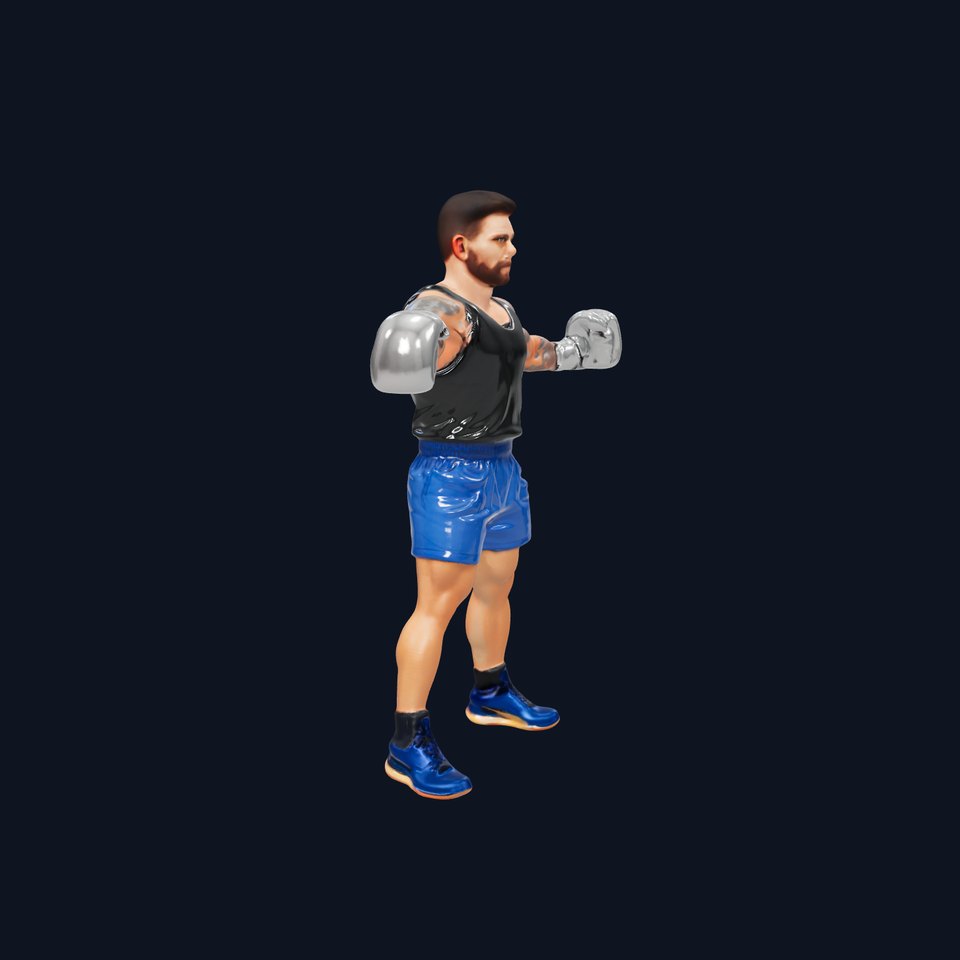 Boxer Character Model Rigged and Animated